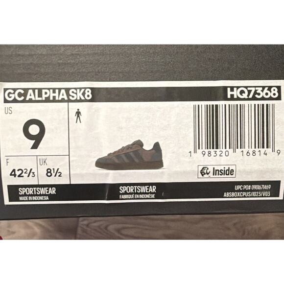 Adidas Men’s GC Alpha Sk8 Men’s Sneakers Size 9 Brown Black Suede Shoes